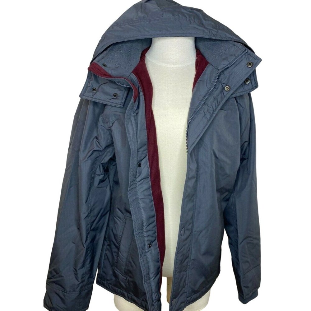 Hollister All-Weather Fleece-Lined Hooded Mens Jacket Gray Burgandy M Med NWT - Picture 1 of 4